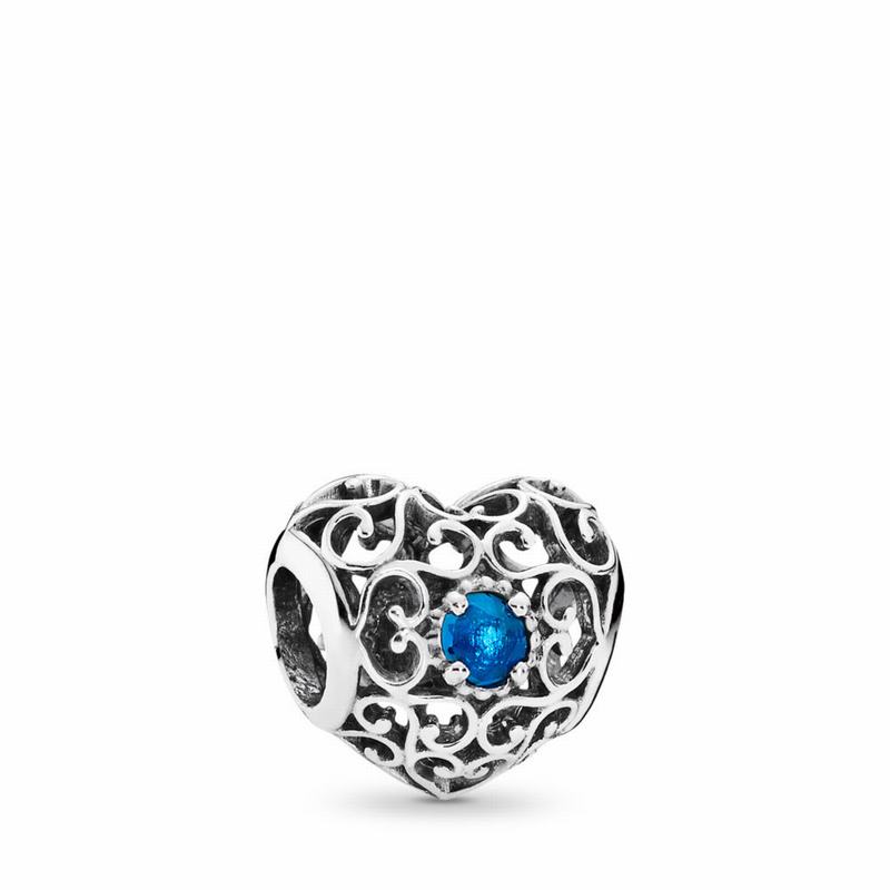 Pandora December Signature Heart Charm NZ, Sterling Silver (764912-HVO)